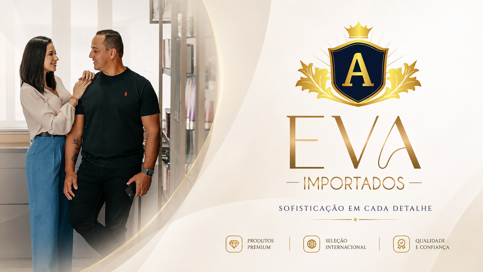 Alessandro e Eva na loja